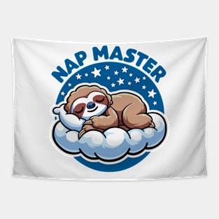 Nap Master - Cute Sloth Sleeping on Cloud Tapestry