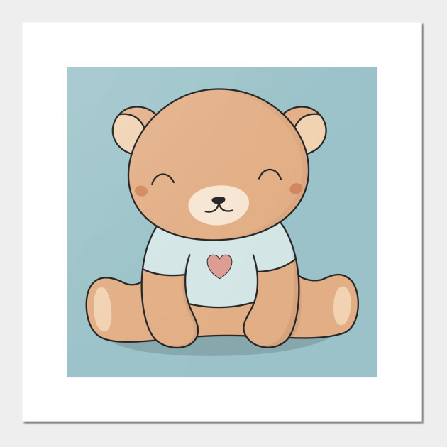 Kawaii Cute Brown Teddy Bear Cute Bear Affiche Et Impression D Art Teepublic Fr