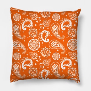 Mandala Pattern Orange and White Halloween Fall Autumn Season Pillow