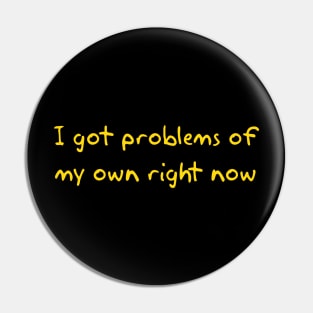 I got problems of my own right now Pin