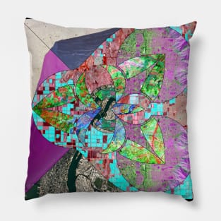 hazard city in lidar collage arts in ecopop pattern Pillow