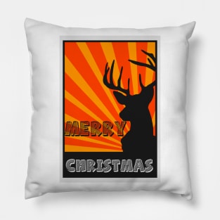 deer vintage, merry christmas Pillow