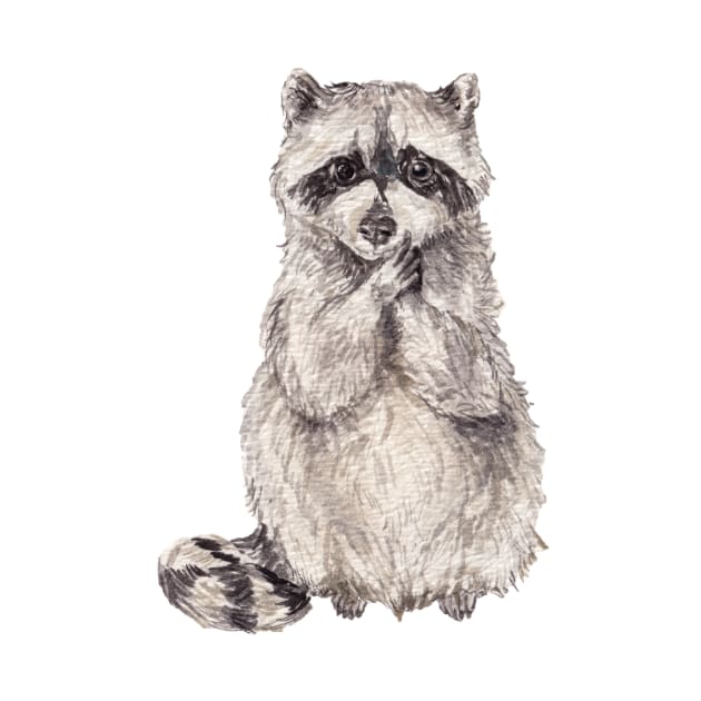 Cute watercolor raccoon by wanderinglaur