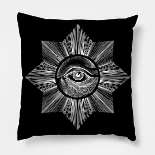 sacred eye white Pillow