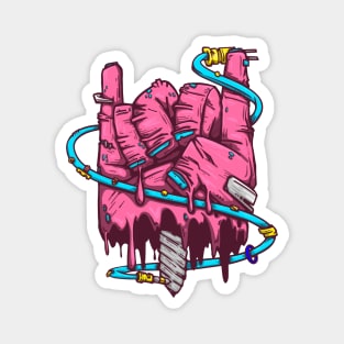 pink zombie metal horns Magnet