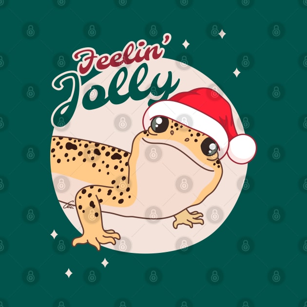 Snake Eyes Eclipse Leopard Gecko, Christmas Edition! Feelin Jolly! Green BG by anacecilia