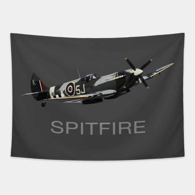 RAF Supermarine Spitfire WW2 Fighter Plane Tapestry by Dirty Custard Designs 