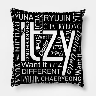 ITZY NAMES AND MUSIC COLLAGE WHITE Pillow