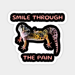 Leopard Gecko Smile Through the Pain Funny Pet Lizard Lover Magnet