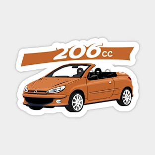 City car 206 cc Coupe Cabriolet france orange Magnet