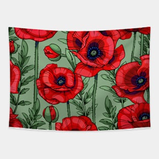 scarlet red poppies Tapestry