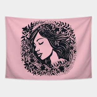 Linocut Woman Tapestry