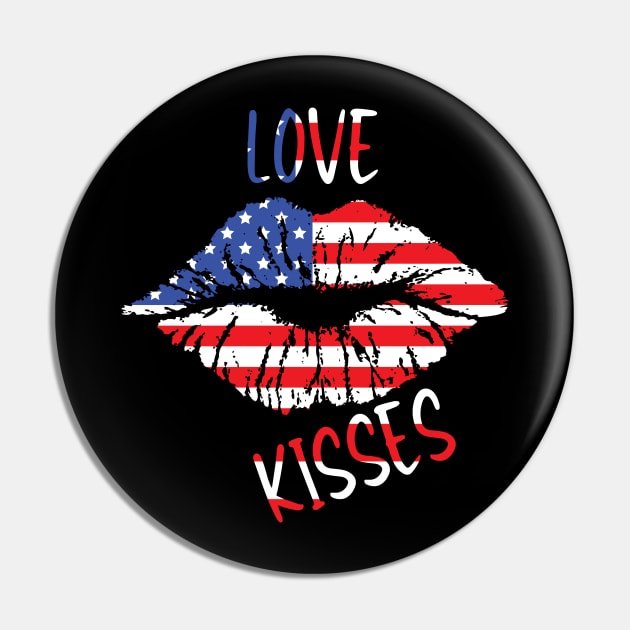 American Flag Lips - Independence Day 4th of July Party Love and Kisses Pin by Charlotte123