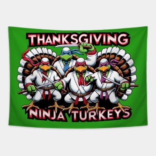 Thanksgiving Ninja Turkeys Tapestry