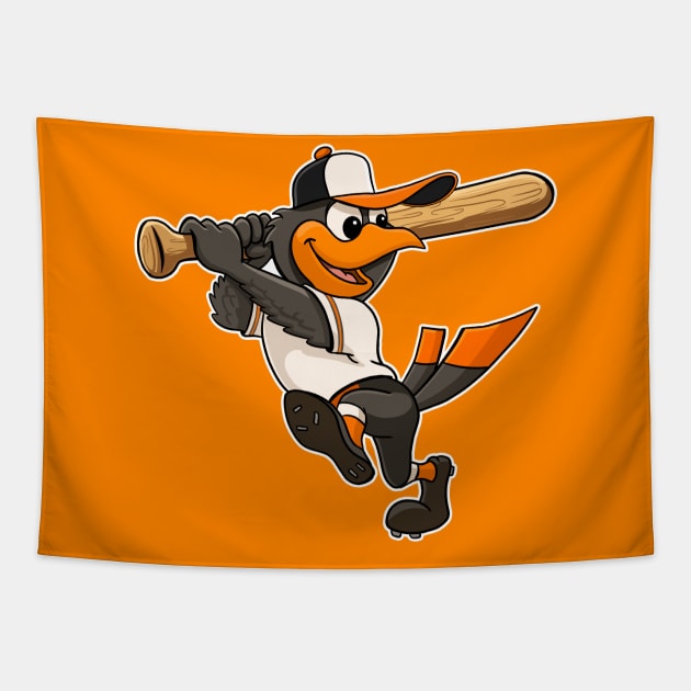 The Oriole Bird Mascot Baltimore Baseball Tapestry by GAMAS Threads