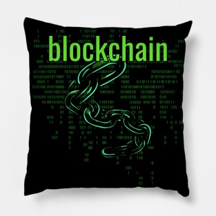 Blockchain Green text Pillow