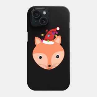 Cute fox with christmas red santa hat and light bulbs Phone Case