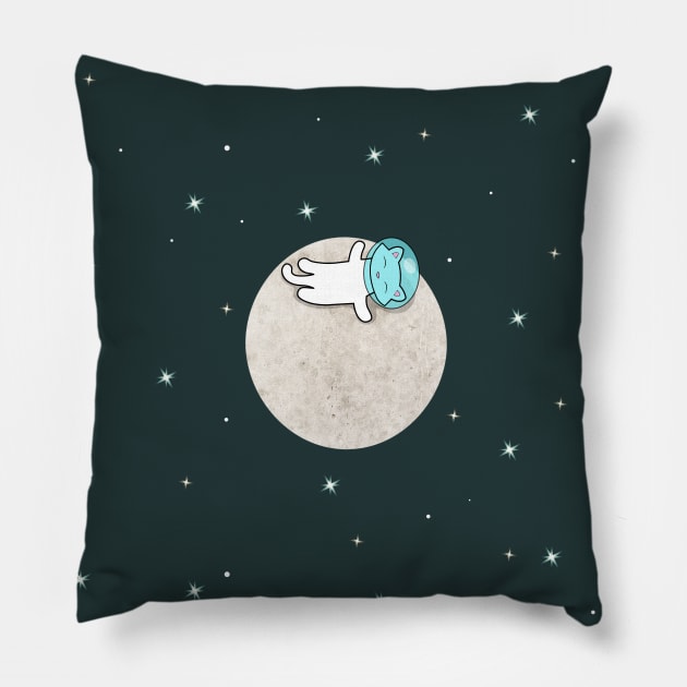 Cute cat sleeping on a moon Pillow by Purrfect