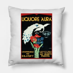 LIQUORE AURA Padova Italy Vintage Alcohol Liqueur Wine Advertisement Art Pillow