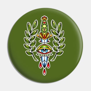 Dagger with eye and leaves Pin