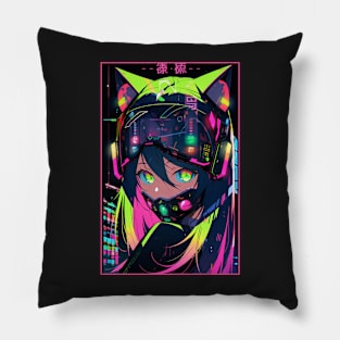 Anime Cat Girl | Quality Anime Design | Chibi Cat Girl Miaw | Manga Anime Art Pillow