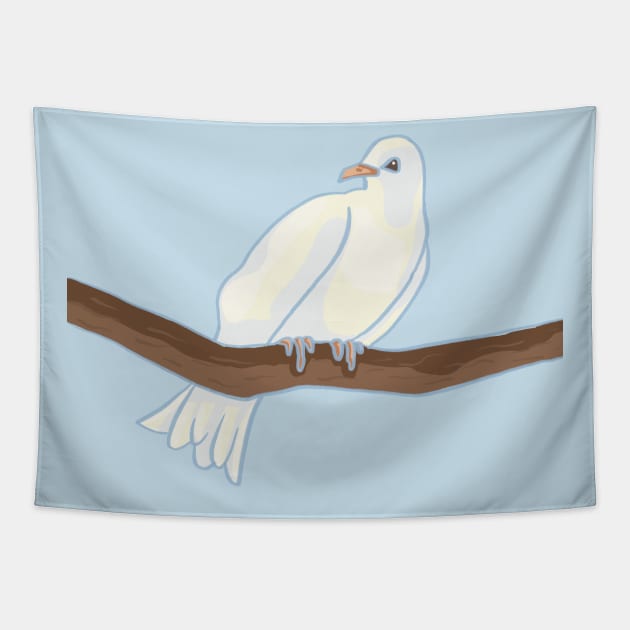 White Dove on A Branch Tapestry by danyellysdoodles