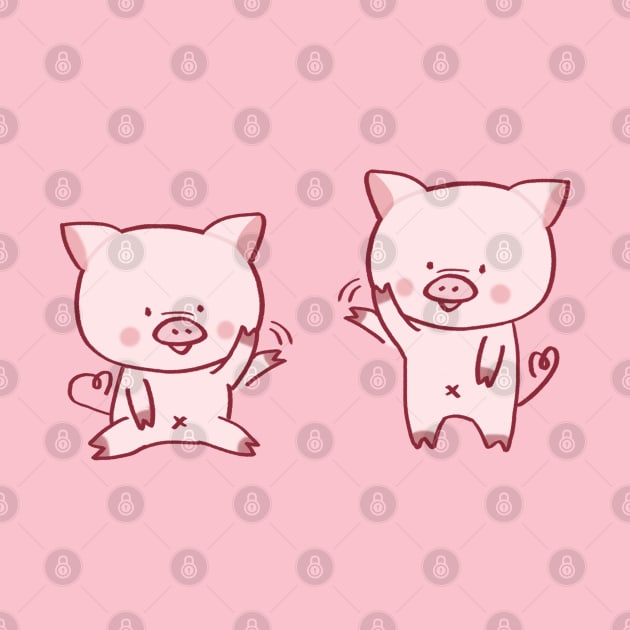 Cute pig waving cartoon by ballooonfish