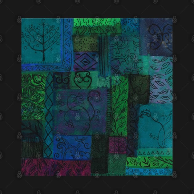 Blue Green Tree Patchwork by Stranger Than Blonde