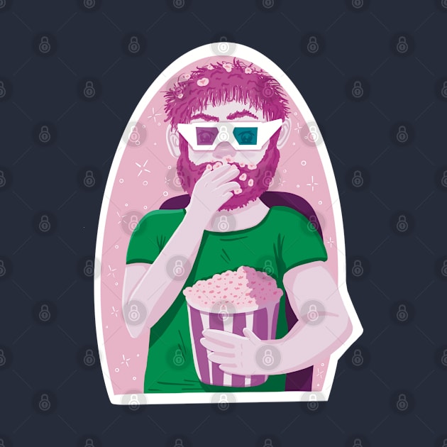 Cinema lover eating popcorn by Xatutik-Art