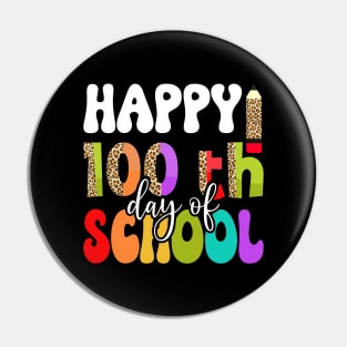 Cute 100th Day Of School 100 Days Leopard Rainbow Boys Girls Pin