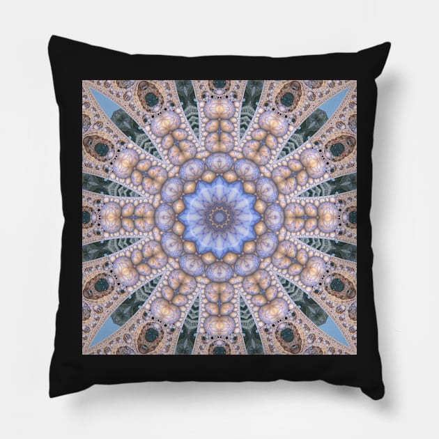 Blue Stone Mandala: चिकना असहज Pillow by barrowda