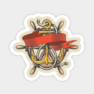 Anchor with ribbon and steering wheel Emblem Magnet