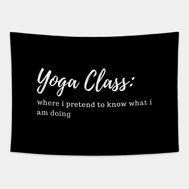 yoga class funny definition Tapestry by Patterns-Hub