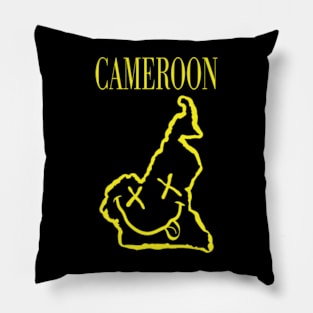 Vibrant Cameroon Africa x Eyes Happy Face: Unleash Your 90s Grunge Spirit! Smiling Squiggly Mouth Dazed Happy Face Pillow