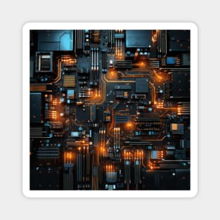 Cyber Circuit Cityscape Magnet