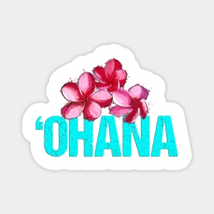 'Ohana Family with Plumerias - Hawaiian Floral Design Magnet