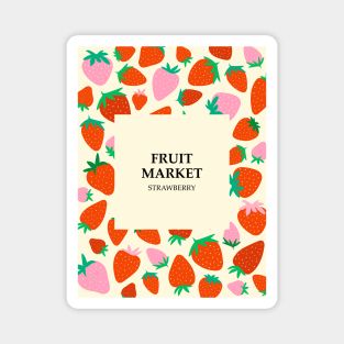 Fruit market print, Strawberry, Posters aesthetic, Fruit art, Exhibition poster, Food art, Cottagecore Magnet