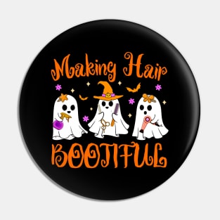 Funny Making Hair Bootiful Hairdresser Ghost Halloween Pin