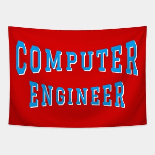 Computer Engineer in Turquoise Color Text Tapestry