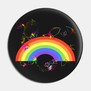 Rainbow surrounded by rainbow flowers Pin