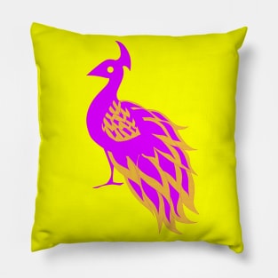 bright peacock bird in phoenix mariachi ecopop Pillow