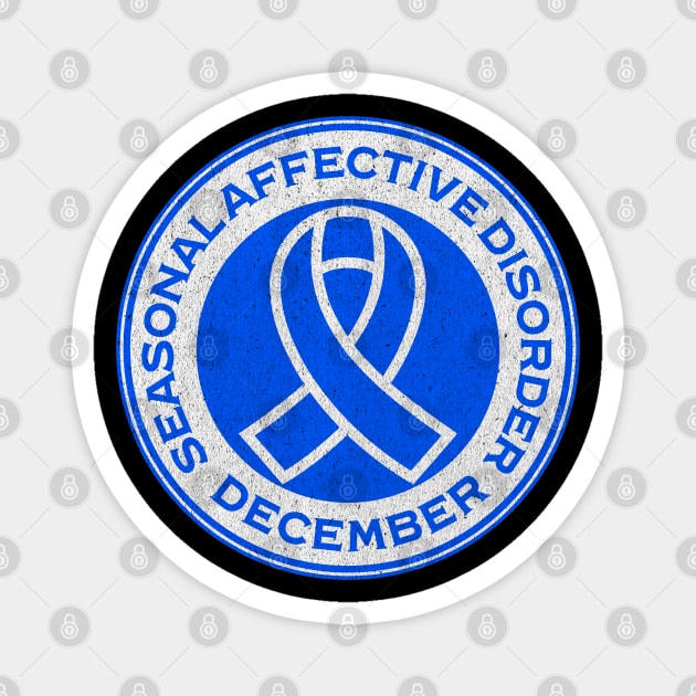 Seasonal Affective Disorder Awareness December Blue Ribbon Magnet by Yesteeyear