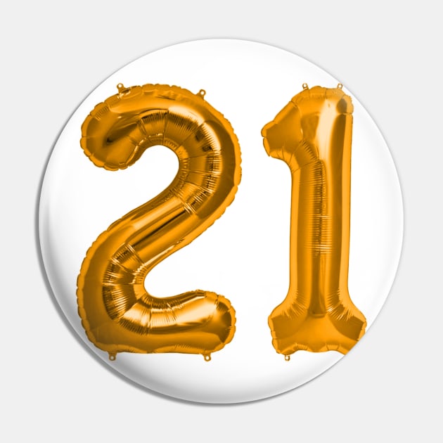 Orange 21st Birthday Metallic Helium Balloons Numbers Pin by podartist