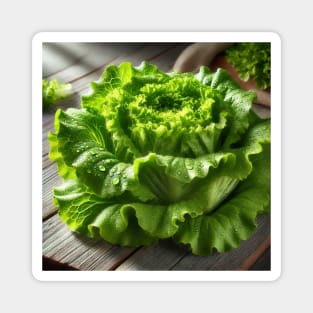 Fresh Green Lettuce – Crisp Organic Vegetable with Water Droplets Magnet