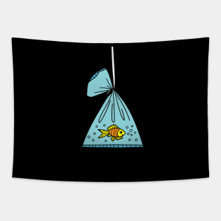 Cute Goldfish Fish In The Aquarium Tapestry