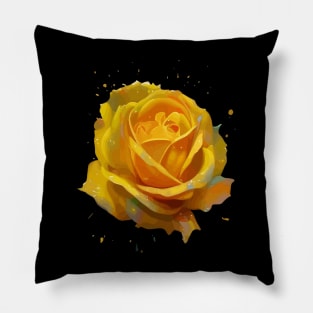 Yellow Rose Splash Art Pillow