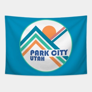 Park City Circle Mountain Lines Turquoise Graphic Tapestry