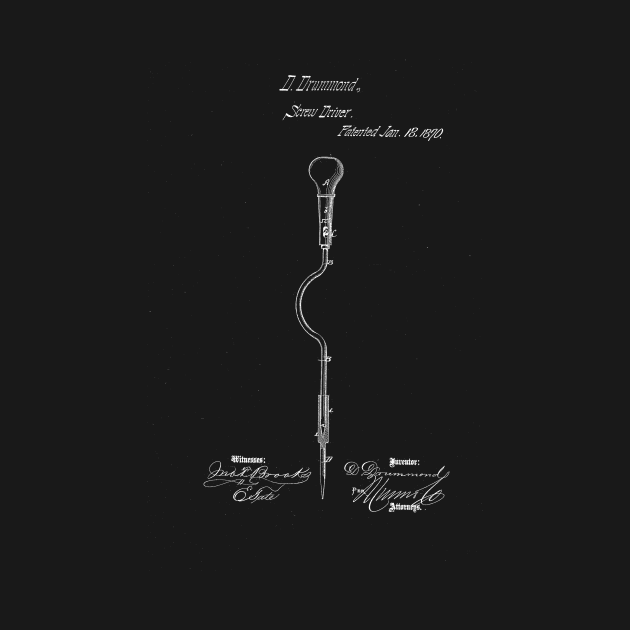 Screw Driver Vintage Patent Drawing by TheYoungDesigns