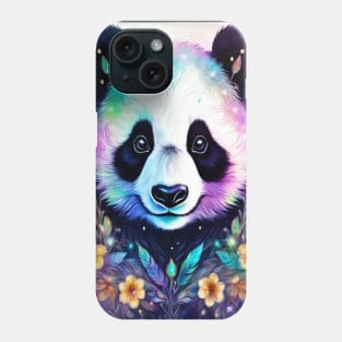 Fantasy, Watercolor, Panda Bear With Flowers and Butterflies Phone Case