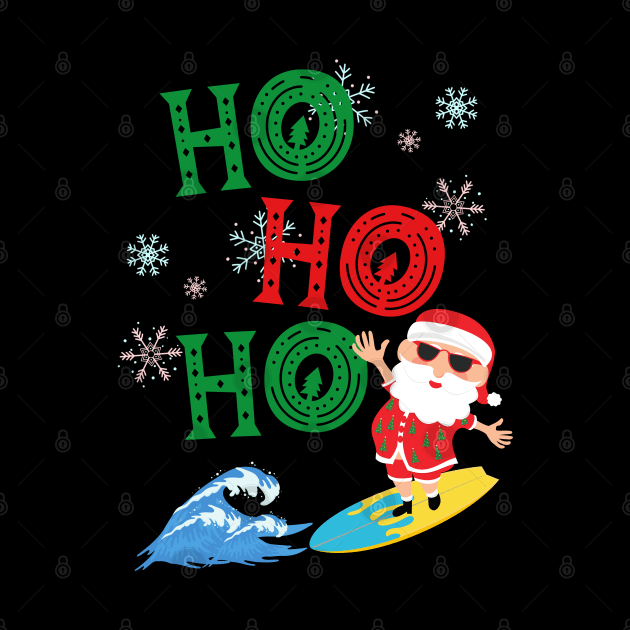 Santa Clause on Surfboard HoHoHo by MAii Art&Design